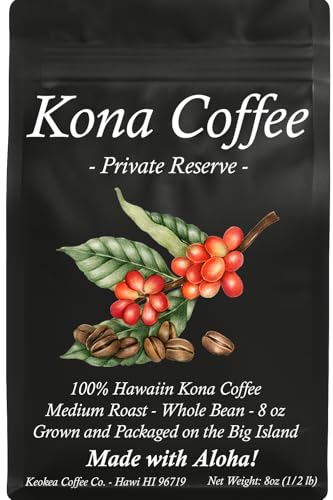 100% Kona Coffee En Grano Tostado Medio 8oz