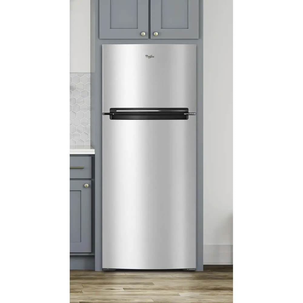 Whirlpool 28" Stainless Steel Top-Freezer Refrigerator on Fridge.com - View 3