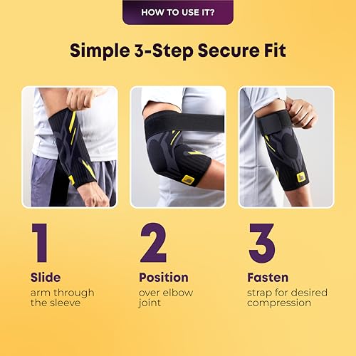 Image of betterhood Premium Elbow Support with EasyMove StableMax Design for Gym, Sports, Day-long Use | Compression Elbow Sleeve for Tennis Elbow, Bursitis, Tendonitis, Arthritis, Injury Recovery (2 Pieces, L)