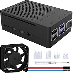 Ventilador Nespi Case GeeekPi Caja para Raspberry Pi 4B Caja con PWM Ventilador 40X40X10mm y Disipadores (Negro)