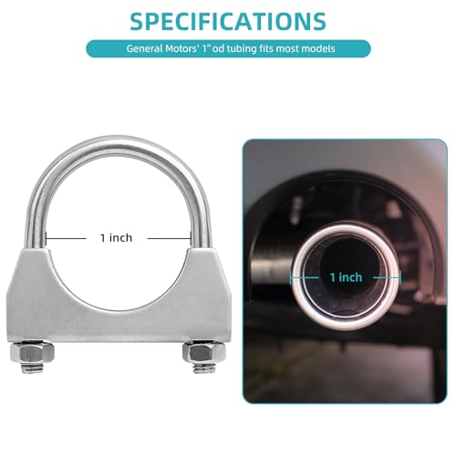 Image of 1 inch Universal Heavy Duty Exhaust U Clamp 1 inch Stainless Steel Muffer U-Bolt Clamps, Pack of 2