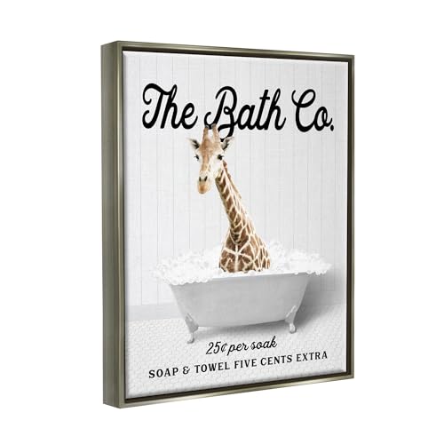 Image of Stupell Industries 'Bubble Bathtub Giraffe'| Floating Frame Canvas Art