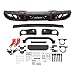 Kojem Front Bumper Compatible with 2007-2018 Jeep Wrangler JK Rubicon 10th Anniversary Style w/Sensor Hole and Winch Mount Plate Steel Powder Coated Black Two Packages
