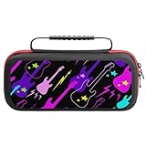 PUYWTIY Travel Carrying Case Storage Bag Compatible with Switch Game Case, Trippy Electric Guitars Portable Shockproof Protective Cover Bag with 20 Game Cartridges