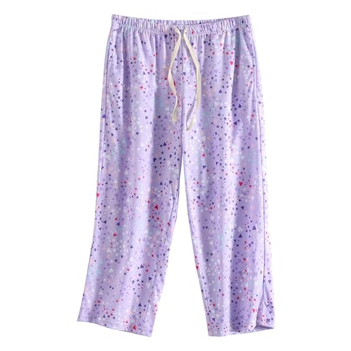 Image of PNAEONG 3 Pack Women Pajama Pants Capri Length Drawstring Pj Bottoms Sleep Lounge Pants with Pockets S-3XL