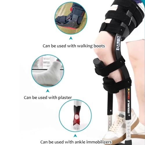 Muleta para andar piernas para recuperación de tobillo roto, dispositivo de soporte de exoesqueleto, ayuda de movilidad de aluminio antideslizante con correas ajustables para caminar de forma segura
