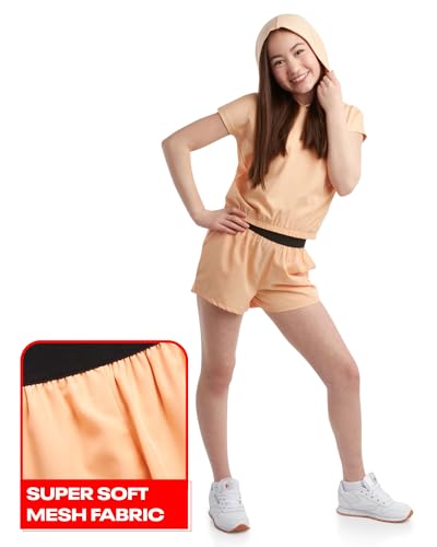 Reebok Girls' Shorts Set - 2 Piece Mesh Short Sleeve Hooded T-Shirt and Athletic Shorts - Summer Activewear for Girls (7-12)4