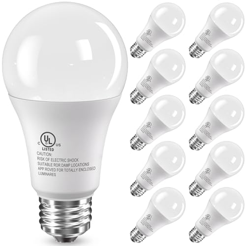Image of TJOY LED Light Bulbs, 100 Watt Equivalent A19, Daylight Bright White 5000K | 10 Pack 15W Bright White Energy Saving, E26 Standard Base, 1500 Lumens Non Dimmable Lamp for Home Bedroom Indoor