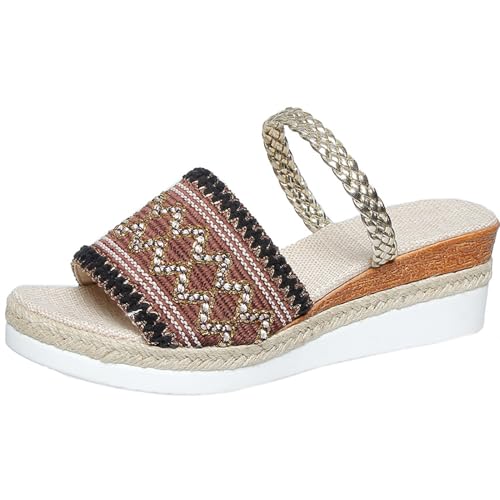 Wedge Heels Slippers Women 2024 Summer Platform Sandals Woman Outdoor Flip-Flops Slide Comfortable Wedges Sandals Leisure Beach Roman Leather Women Slippers