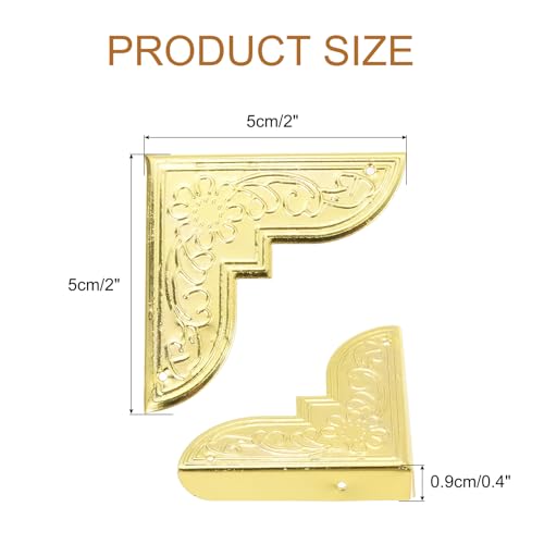 Image of uxcell 30pcs Vintage Corner Protector 2 inchx2 inchx0.3 inch Decorative Metal Edge Corner Protectors Brackets with Mounting Nails for Box Wooden Case Chest Table Desk Gold