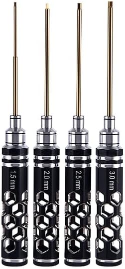 4Pcs/set Titanium Plating 1.5mm 2mm 2.5mm 3mm Hexagon Screwdriver Screw Driver Tool Kit for RC Model Car Boat Airplane - (Color: YZ-B025)