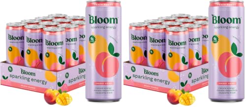 Image of Bloom Nutrition Sparkling Energy Drink, Peach Mango | Zero Sugar | 180mg Caffeine | For Focus | 24 Pack