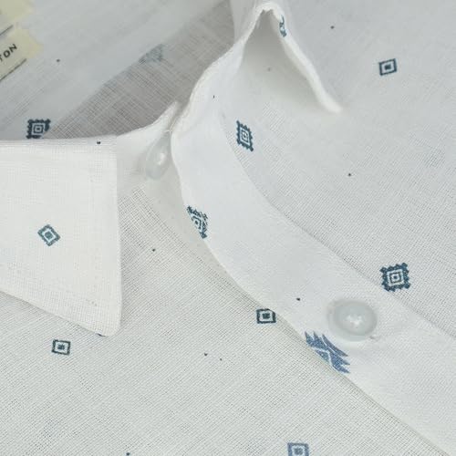 Image of GHPC Cotton Linen Printed Half Sleeves Regular Fit Formal Shirt for Men