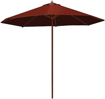 LSLYTQ Aluminum Parasol,2.7m/8.9ft Octagonal Sun Shade Umbrella, Wooden Garden Parasol Foldable UV Protection Waterproof for Beach/Pool/Patio Tent Canopy Sun Shelter Tent Red good