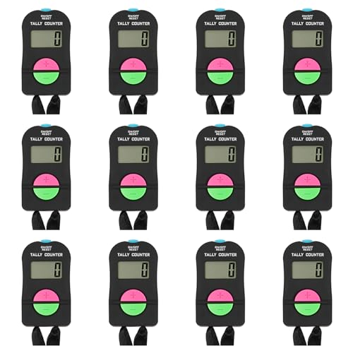 TopTie 12 PCS Electronic Hand Tally Counter Clickers, Add & Subtraction Number Clicker Counter with Lanyard for Golf Fish Lap