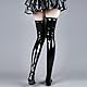 YiZYiF Damen Sexy Glanz Lack Leder Strümpfe Wetlook Halterlose Strümpfe Oberschenkel Latex Lange Socken Stockings Overknee Fetisch Dessous Schwarz Einheitsgröße
