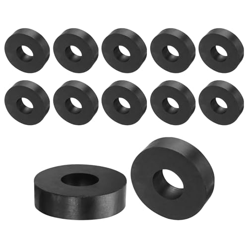uxcell 12pcs Rubber Spacers 40mm OD, 16mm ID, 10mm Height Round Anti Vibration Spacer Rubber Bushing Grommets Thick Rubber Washers for Home Car Accessories, Black
