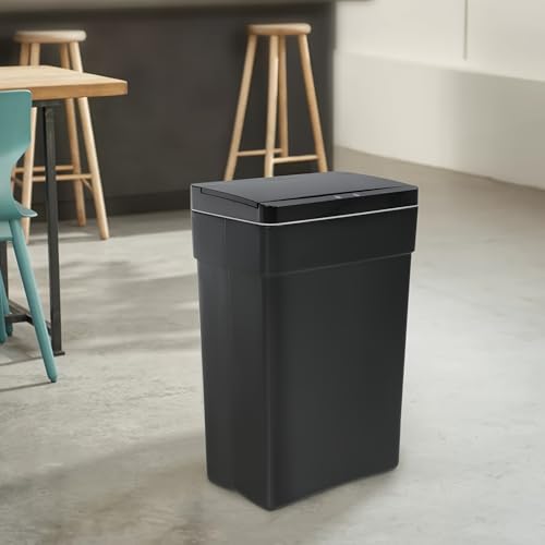 Caneca de basura automática rectangular 13 galones negra miniatura 6
