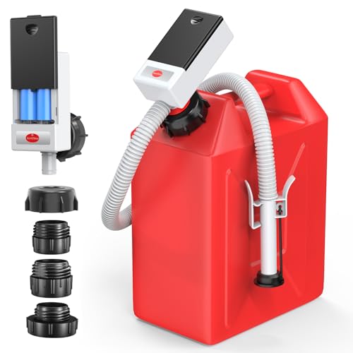 Automatic Fuel Transfer Pump with Auto Stop Sensor Overfill Protection, Fast and Safe Portable Gas Can Pump with 3 Can Adapters & 51'' Extra Long Hose for Oil, Diesel, Gasoline
