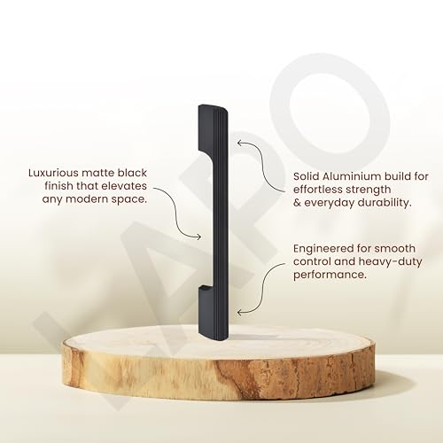 Image of LAPO 4 Piece Drawer Handle for Kitchen, 8 Inch Cabinet Handles for Wardrobe, Pulls for Cupboard, Almirah, Pooja Mandir (200mm, Black Finish, 3 Years Warranty) M-FB