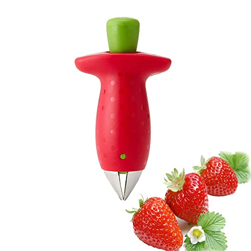 Removedor de Tallos de Fresa, Acero Inoxidable Mini Stem Core Pit, Descascaradora Removedor, Strawberry Berry Stem...