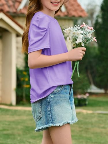 Image of Imily Bela Kids Girls Puff Short Sleeve T Shirts 5-14 Years | Summer, Casual, Crewneck, Fashion Tops