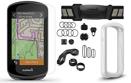 Garmin Edge 1030 Plus GPS Cycling Computer Bundle | Includes Chest HRM, Speed/Cadence Sensors, White Silicone Case & Tempered Glass Screen Protectors | GPS Bike Computer | Sensors Bundle, 010-02424-01