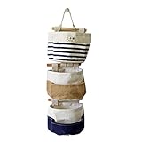Materials:Baumwolle Jute Niedliche Vintage Hängende Aufbewahrungstasche Tür Hängeorganizer für Bad Wohnzimmer Schlafzimmer (3 Pocket)