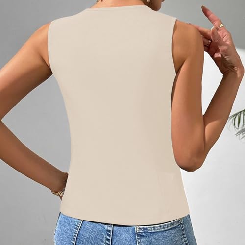 Women's Business Button Up V Neck Vest Summer Casual Fully Lined Sleeveless Jacket Waistcoat with Pocket4