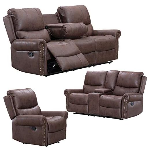 Recliner Sofa for Living Room Set Reclining Couch Sofa Chair Palomino Fabric Loveseat 3 Seater Home Theater Seating Manual Recliner Motion Home Furniture