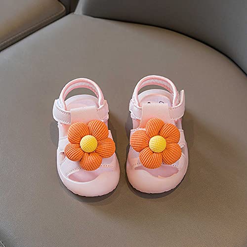 Baby Girls Flower Open Toe Sandals Toddler Soft Soled Sandals Toddler Lightweight Comfortable Shoes (Red, 7.5 Toddler)2