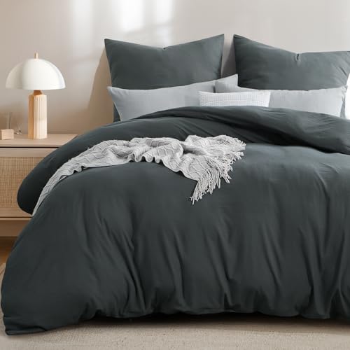 RUIKASI Bettwäsche 200x220 3teilig Grau - Weich Premium Baumwollähnlich Vorgewaschene ÖKO-TEX Bettbezug 200 x 220 Set, Hochwertig Bettwäsche-Set...