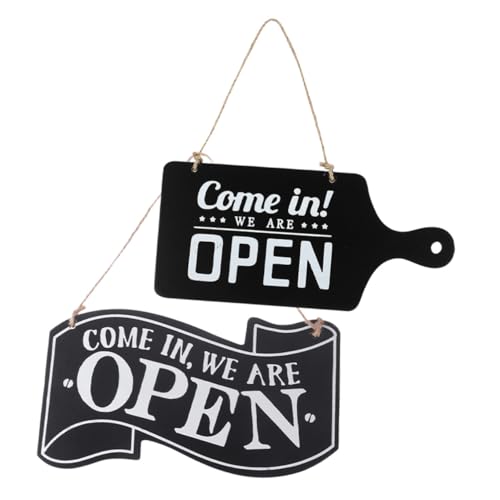 KOCKSHION 2個 木製両面ドアサイン 吊り下げ式 開店 閉店表示 店舗用カフェバー対応 簡単設置可能 木質オープンクサイン