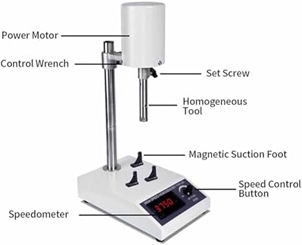High Speed Homogenizer - Lab Dispersion Mixer, 8000~22000RPM, Digital Display, Adjustable Speed for Liquid Lotion & Cream