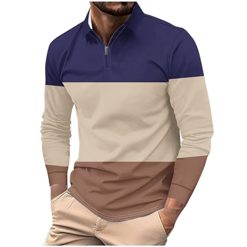Cambkatl Men's 1/4 Zip Color Block Lapel Golf Shirts - Stretch 2025 Fall Long Sleeve Tennis Business Casual T-Shirt