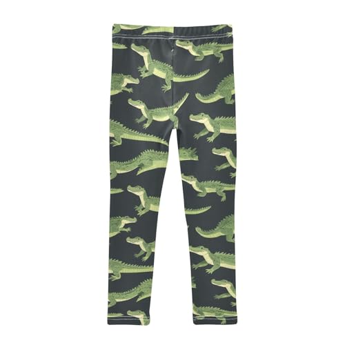 Crocodile Green Wildlife Girls Casual Leggings for Kids Printed Long Pant Bottoms Stretch and Soft2