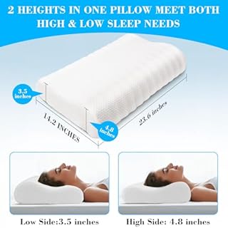 Neck Luxury Memory Foam Pillows,Ergonomic Bed Head Pillow for Sleeping Neck and Shoulder Pain Relief,Orthopedic Cervical Pillow for Side, Stomach and Back Sleepers (White)