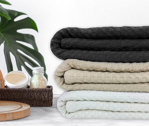 Image of Cotton Waffle Pattern | Large Size| Unisex | Good Water Absorbent Beach /Bath Towel - Pack of 1 (Beige)