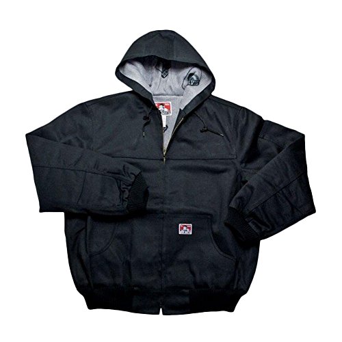 Ben Davis Men Jackets Hooded Front Zipper Fleece Lining Jacket Knit Cuffs Black 344 2XLarge