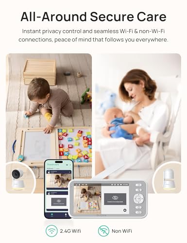Image of Dr.Care LumiView Smart WiFi Baby Monitor with 2 Cameras - 5 inch 1080P FHD & 2K Camera App Control, Privacy Mode, 5000mAh Removable Battery, Cry & Motion Alerts, HD Night Vision, Multi-User,1279ft Rang