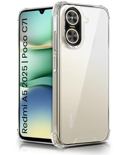 Image of WOW IMAGINE Ultra-Hybrid Crystal Clear Back Case for Redmi A5 2025 | Poco C71 | Shockproof Design | Camera Protection Bump | Hard Clear Mobile Back Cover with Cushioned Edges - Transparent