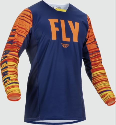 Fly Racing 2022 Adult Kinetic Wave Jersey Navy/Orange-S | MX Conquer the Trail