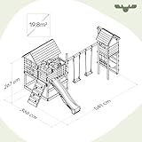 FATMOOSE Spielturm Klettergerüst TikaTaka Town XXL mit Turmanbau, Schaukel & grüner Rutsche, Outdoor Kinder Kletterturm mit Sandkasten Leiter & Spiel-Zubehör für den Garten - 5