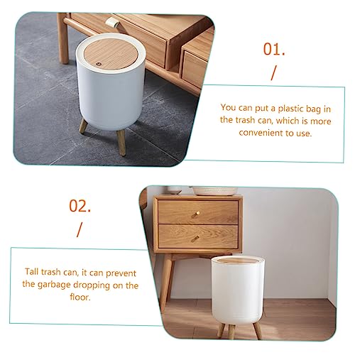 Bote de basura rectangular blanco Vaguelly de 7 litros miniatura 7