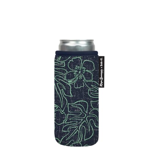 Sok It CanSok Sleeve for Beer & Soda Insulated Neoprene Cover (Reyn Spooner Monstera Ink, 12oz Slim Can Sleeve)
