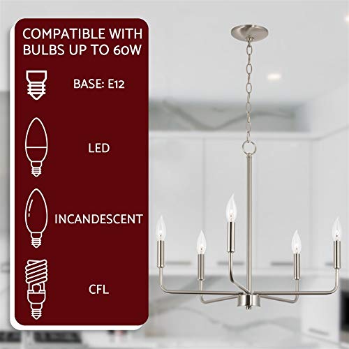 Kira Home RV-CC2469-5-BN Camille 22 Inch 5-Light Modern Chandelier thumb #5