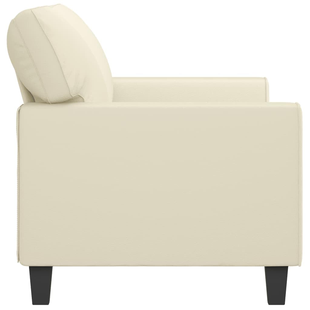 Sofa 2-osobowa, kremowa, 140 cm, sztuczna skóra, do salonu, wytrzymała metalowa rama, wygodne siedzenie, nowoczesny design do domu