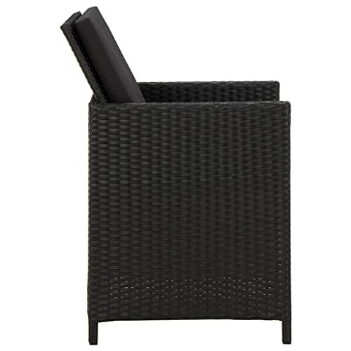 Chaises de jardin en polyrotin noir résistantes intempéries lot de 2 - 5