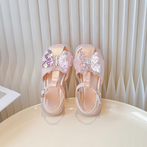 Girls Summer Fashion Rhinestone Butterfly Sandals Soft Bottom Closed Toes Comfortable Non Slip Beach Princess Dress Shoes4