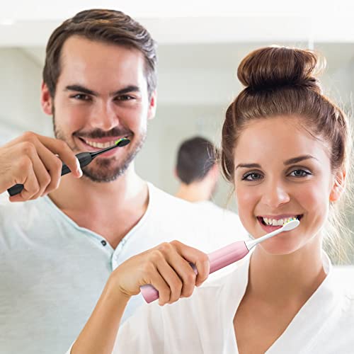 Image of 7AM2M Rechargeable Sonic Electric Toothbrush 2 Pack, Soft Toothbrushes for Adults and Kids with 12 Brush Heads, IPX7 One Charge Use for 90 Days, 5 Modes with 2 Minutes Build in Smart Timer